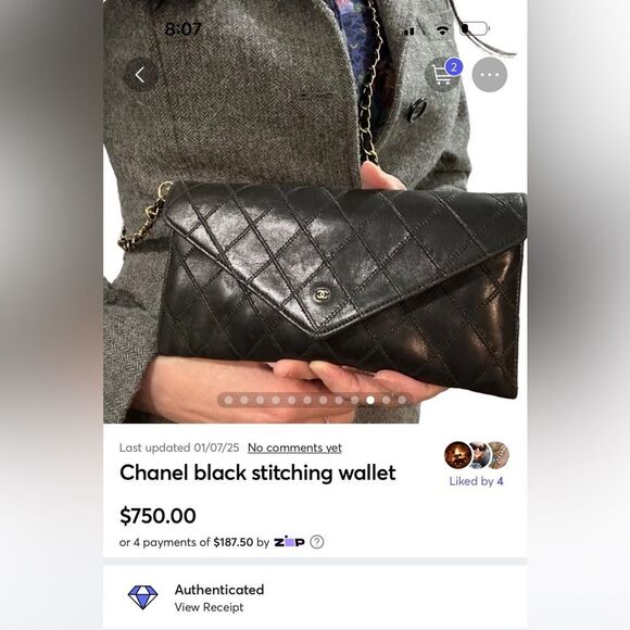 Chanel black stitching wallet - Picture 1 of 11